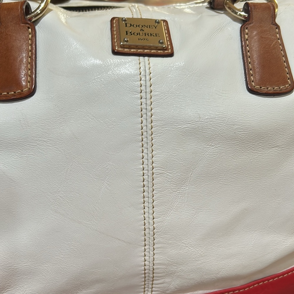 Dooney & Bourke O-ring Red & White Leather Big Shopper Tote - Picture 10 of 16